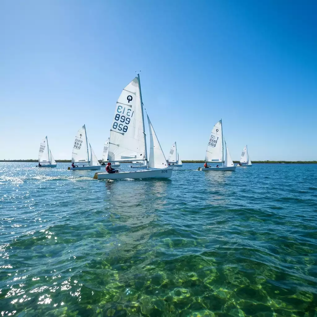 Sailing boats racing on the Caloosahatchee River during a regatta