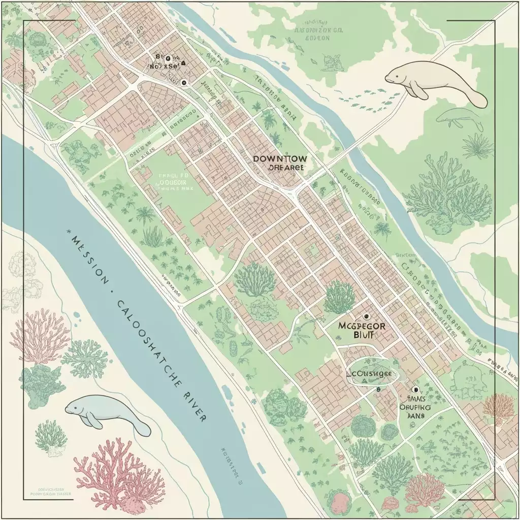 Stylized map of Fort Myers highlighting construction zones and new developments