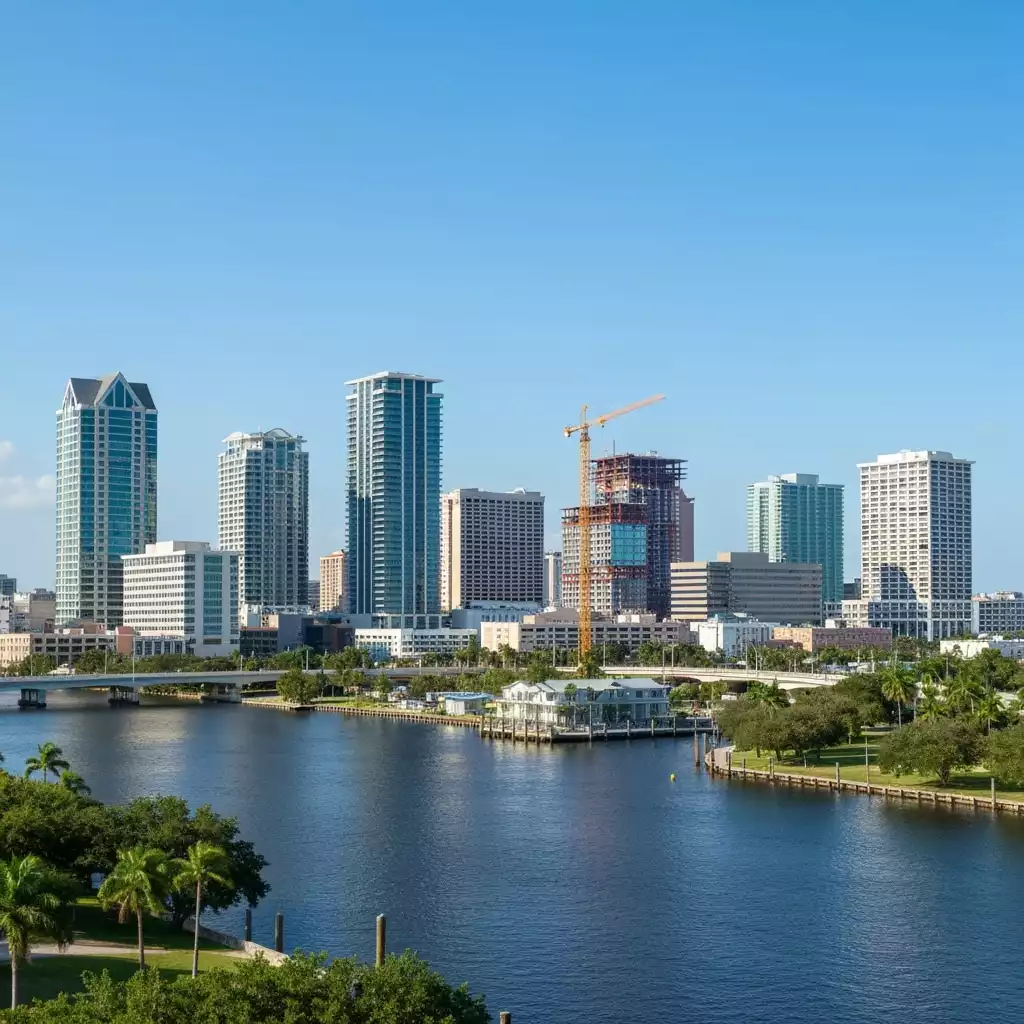 Modern Fort Myers skyline with new construction and vibrant city life