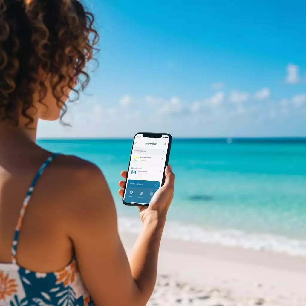 Person checking a weather app on a smartphone in Fort Myers