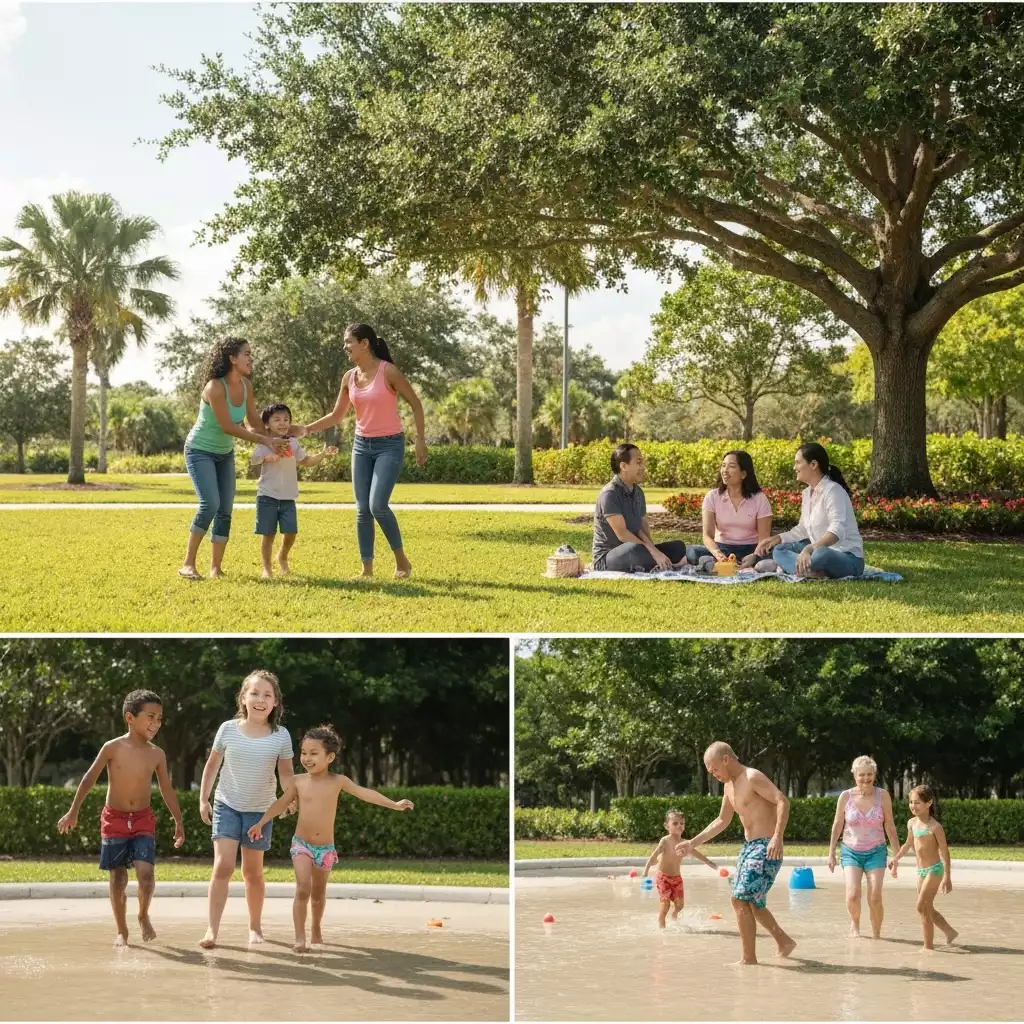 Families enjoying outdoor recreational activities in Fort Myers park