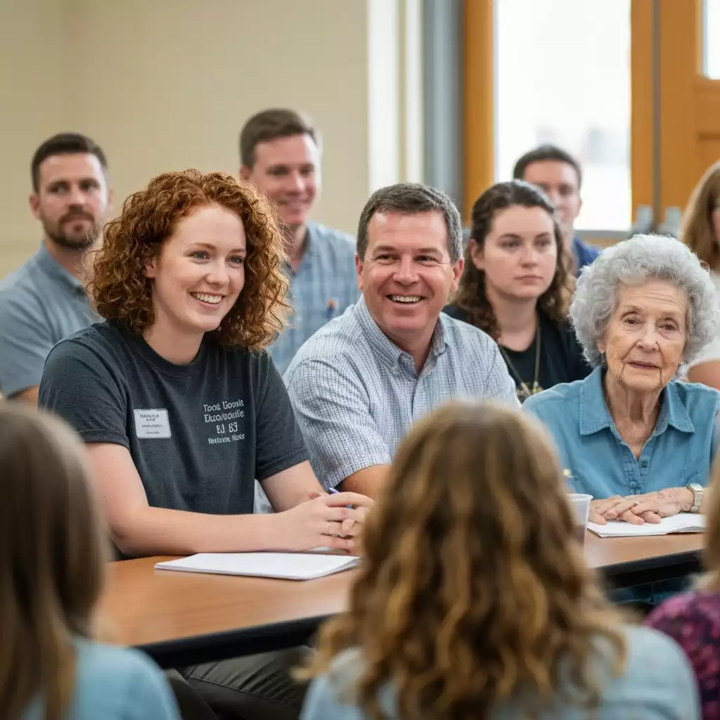 Community members gathered at a town hall meeting discussing Beach Elementary