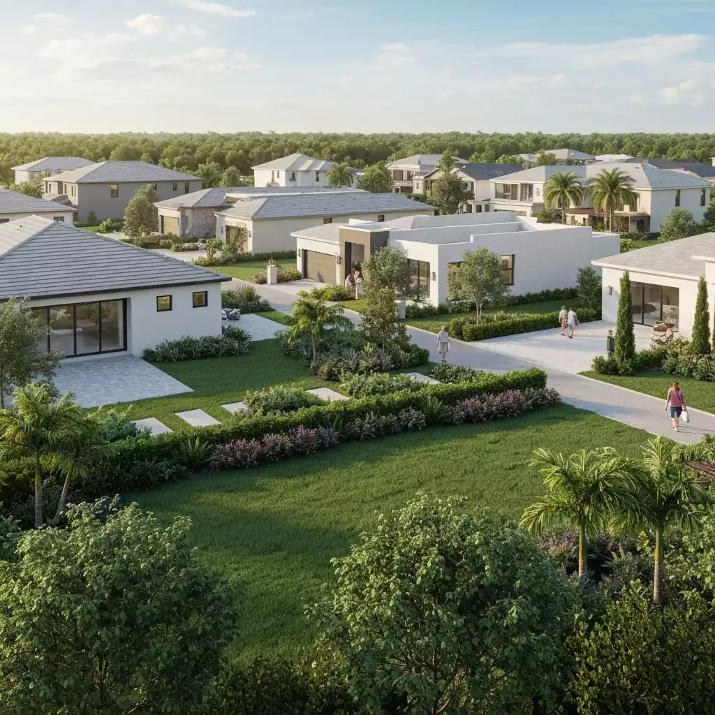 Residential development in Southwest Florida with construction and new homes