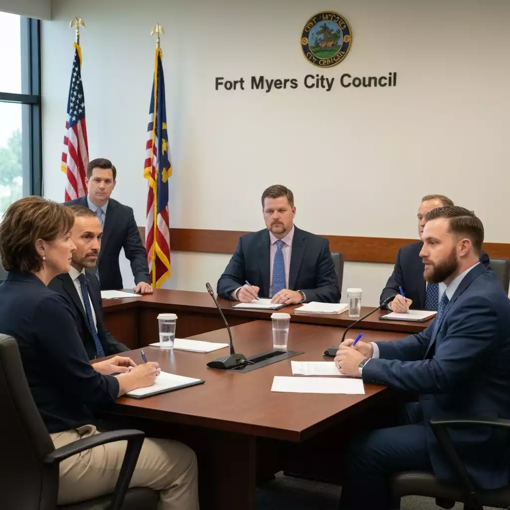 Fort Myers City Council members in a meeting