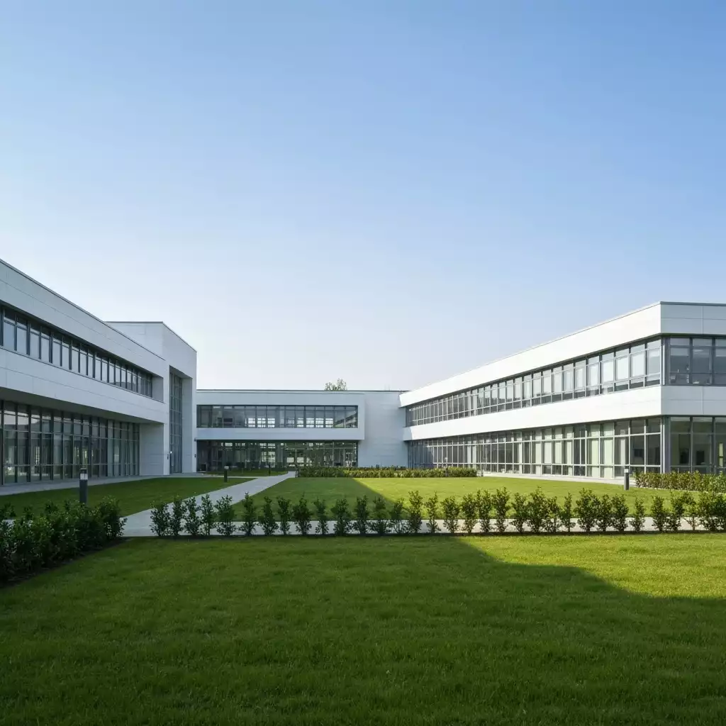 Modern educational facility, clean lines, natural light, symbolizing a well-maintained school environment, no text, no words, no typography, clean image