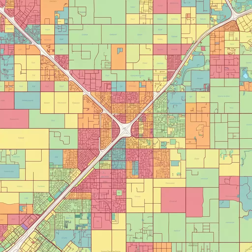 Detailed Fort Myers zoning map with different colored districts