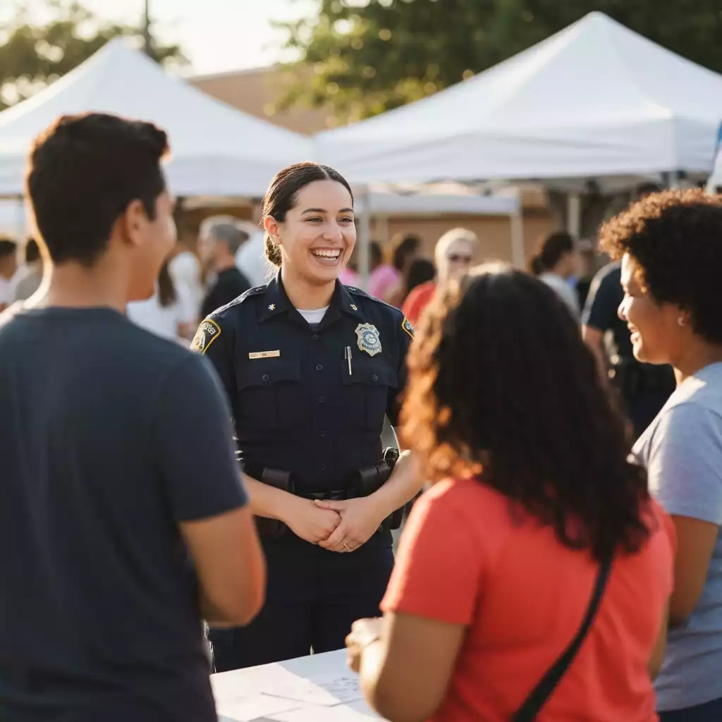 Fort Myers Police Aide interacting positively with community members